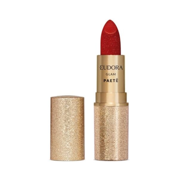 Batom Cremoso Vermelho Glam Paetê 3g