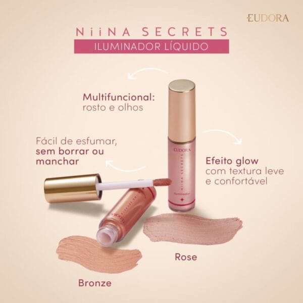 Iluminador Líquido Rosé Luminous Niina Secrets 10ml - Imagem 2