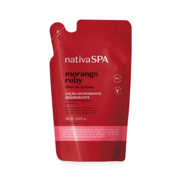 Refil Loção Antioxidante Corporal Nativa SPA Morango Ruby 350ml