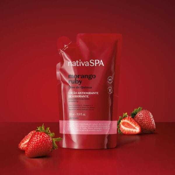 Refil Loção Antioxidante Corporal Nativa SPA Morango Ruby 350ml - Imagem 3