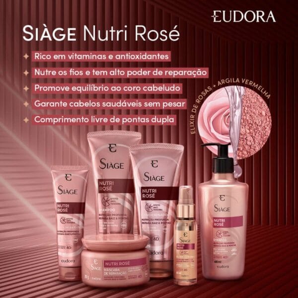 Combo Siàge Nutri Rosé: Shampoo 250ml + Máscara 250g + Condicionador 200ml - Imagem 2