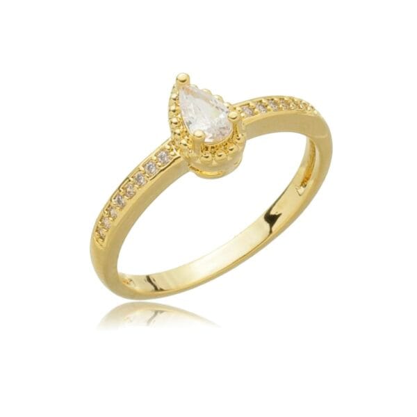 Anel Mini Gota Cristal com Zircônias em Volta - n°19