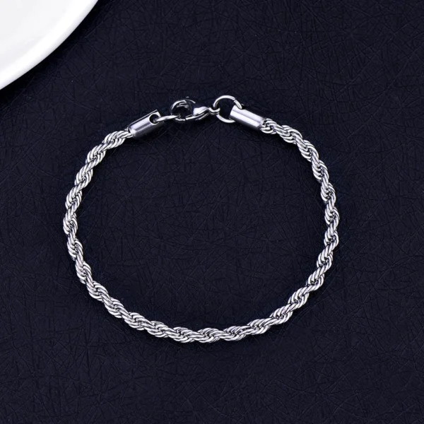 Pulseira Masculina Cordão Baiano em Aço Inox - Imagem 3
