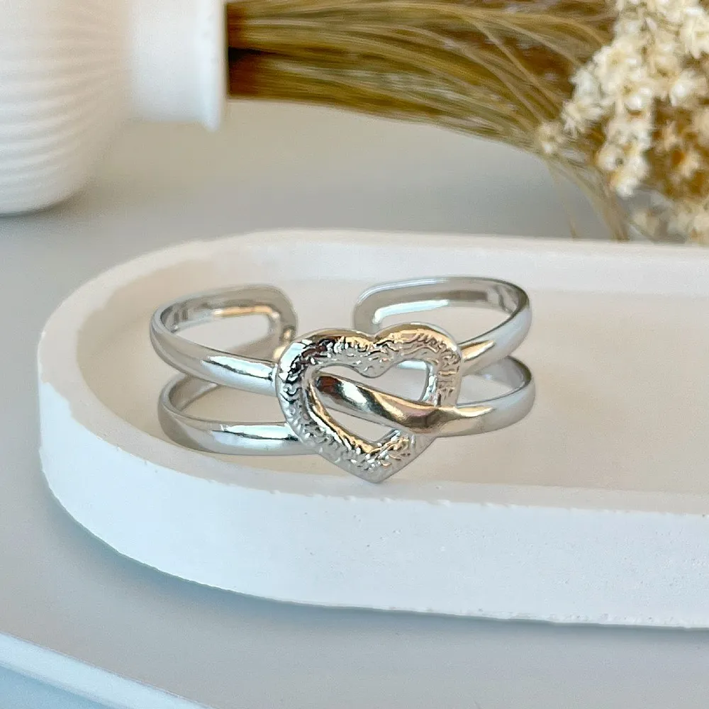 Bracelete coração fivelado em aço inoxidável - Imagem 4