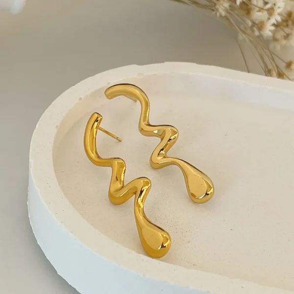 Brinco gota orgânica em aço inoxidável