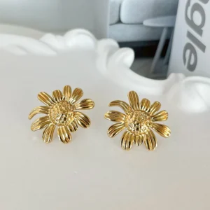 Brinco margarida glam em aço inoxidável