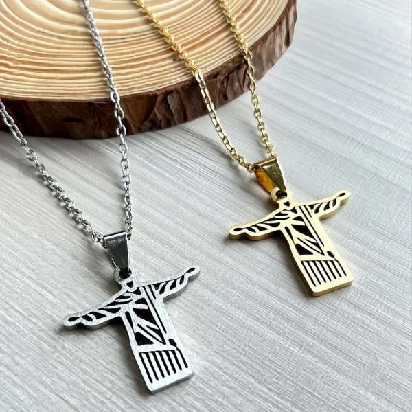 Colar Cristo Redentor em aço inoxidável - Imagem 3