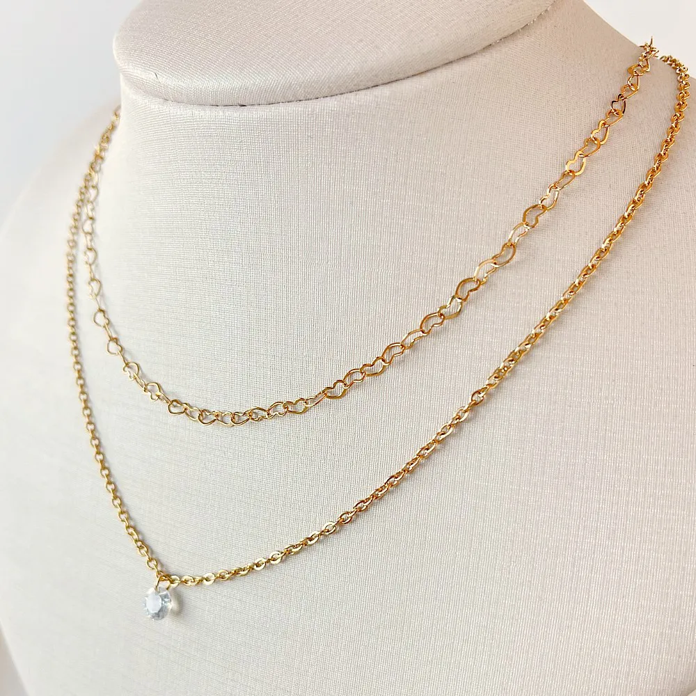 Colar duplo coração e luz em aço inoxidável - Imagem 3