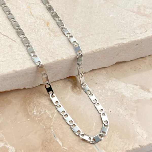 Colar elo piastrine em aço inoxidável