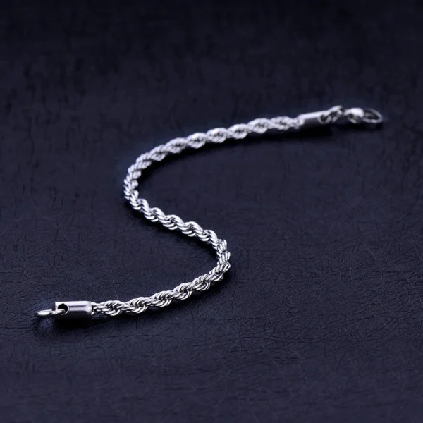 Pulseira Masculina Cordão Baiano em Aço Inox - Imagem 2
