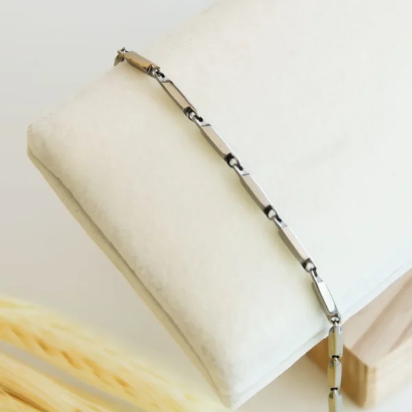 Pulseira bloco liso em aço inoxidável - Imagem 2