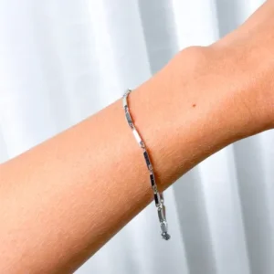 Pulseira bloco liso em aço inoxidável