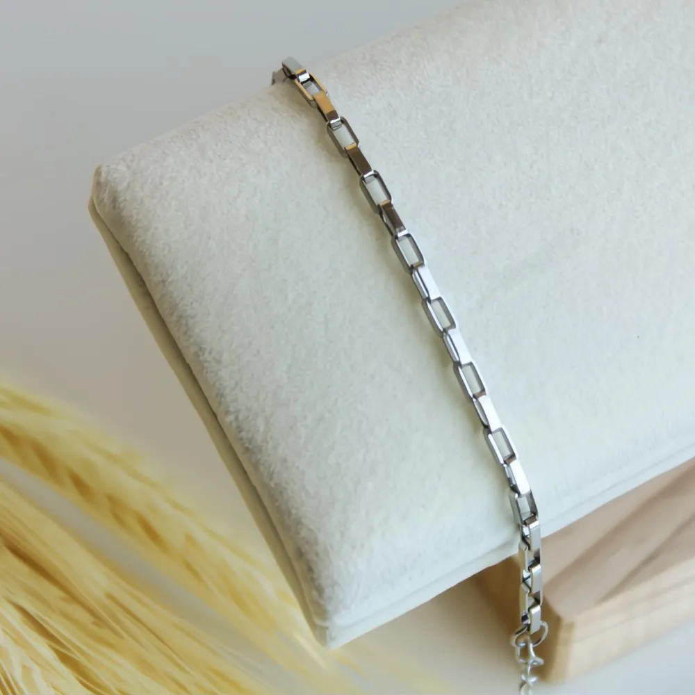 Pulseira elo retangular em aço inoxidável - Imagem 2