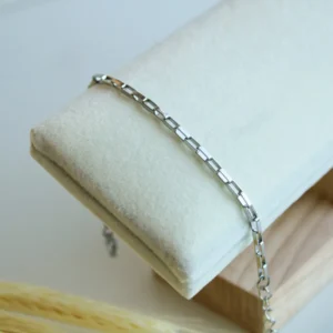 Pulseira elo retangular em aço inoxidável