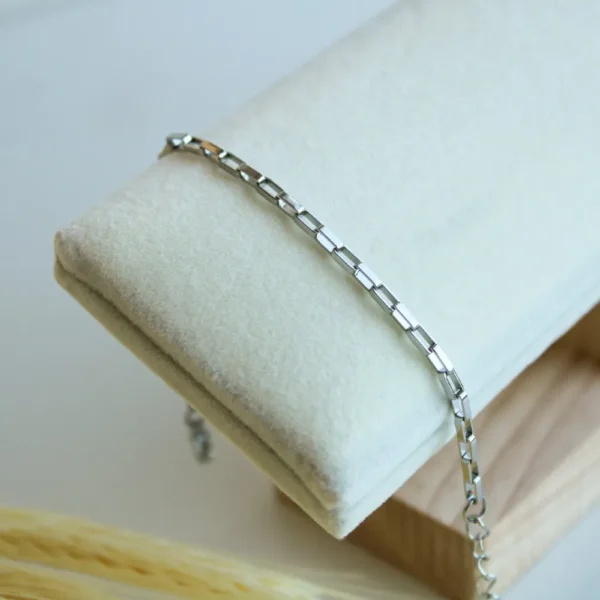 Pulseira elo retangular em aço inoxidável