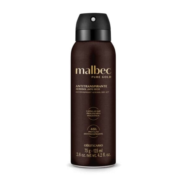Desodorante Antitranspirante Aerosol Malbec Pure Gold 75g/125ml