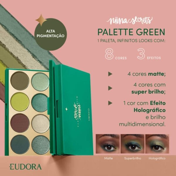 Palette de Sombras Niina Secrets Green 5,6g - Imagem 8