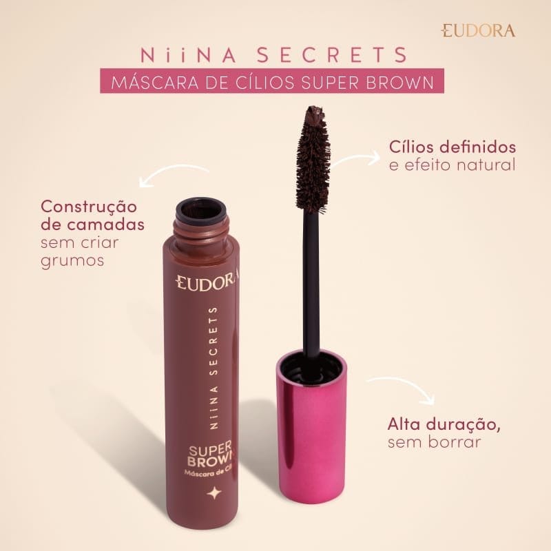 Máscara de Cílios Super Brown Niina Secrets Neutrals 10g - Imagem 6