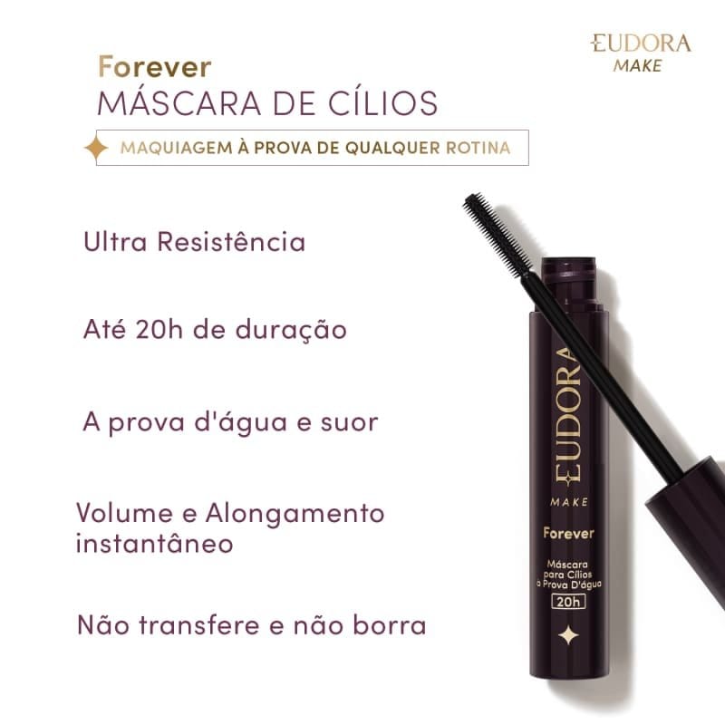 Eudora Make Máscara de Cílios à prova d'água Forever 8g - Imagem 2