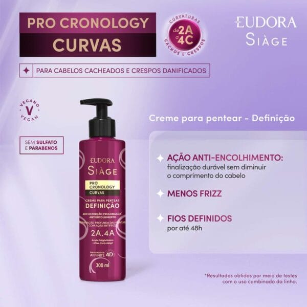 Creme para Pentear Definição Siàge Pro Cronology Curvas 300ml - Imagem 2