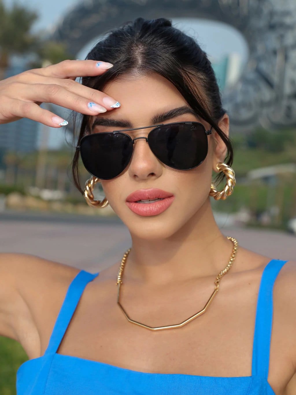 Óculos de Sol Clássico Aviador Light - Preto - Metal