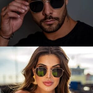 Óculos Hexagonal Premium Polarizado