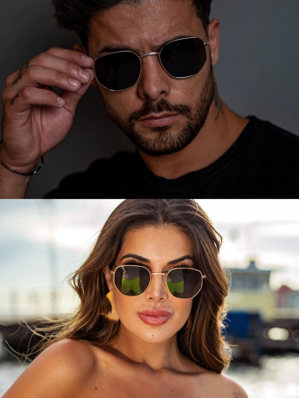 Óculos Hexagonal Premium Polarizado