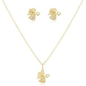 Conjunto Infantil Anjinho Banhado em Ouro 18k
