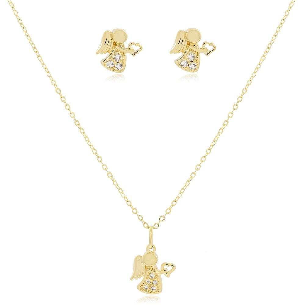 Conjunto Infantil Anjinho Banhado em Ouro 18k