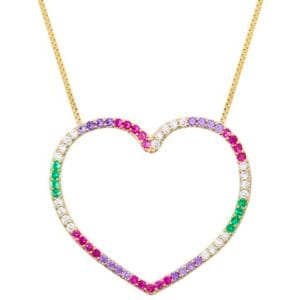 GARGANTILHA CORAÇÃO CRAVEJADO COLORIDA