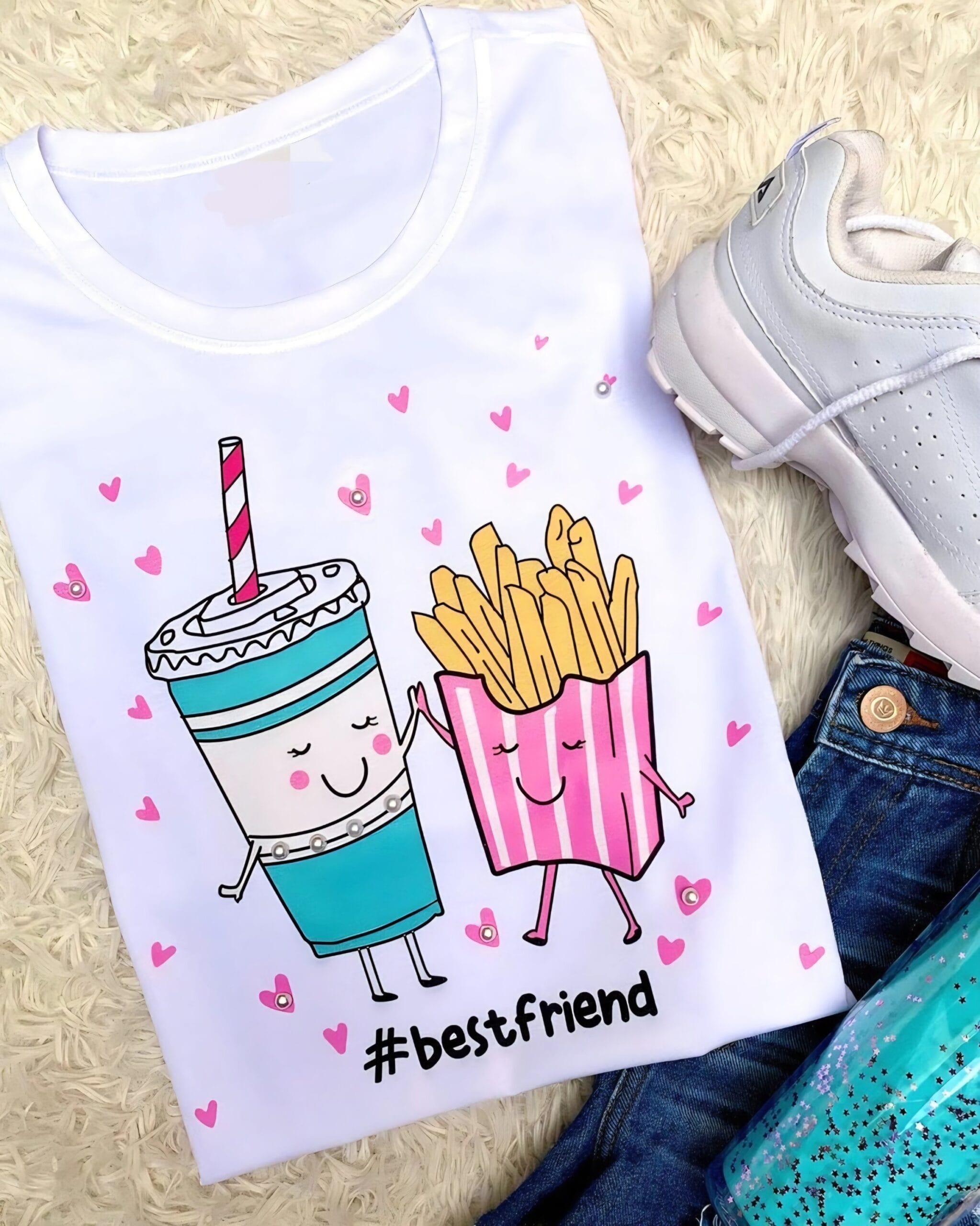TSHIRT #BESTFRIENDS (PÉROLA NA ESTAMPA) - G