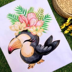 TSHIRT TUCANO TROPICAL (PÉROLA NA ESTAMPA) - GG