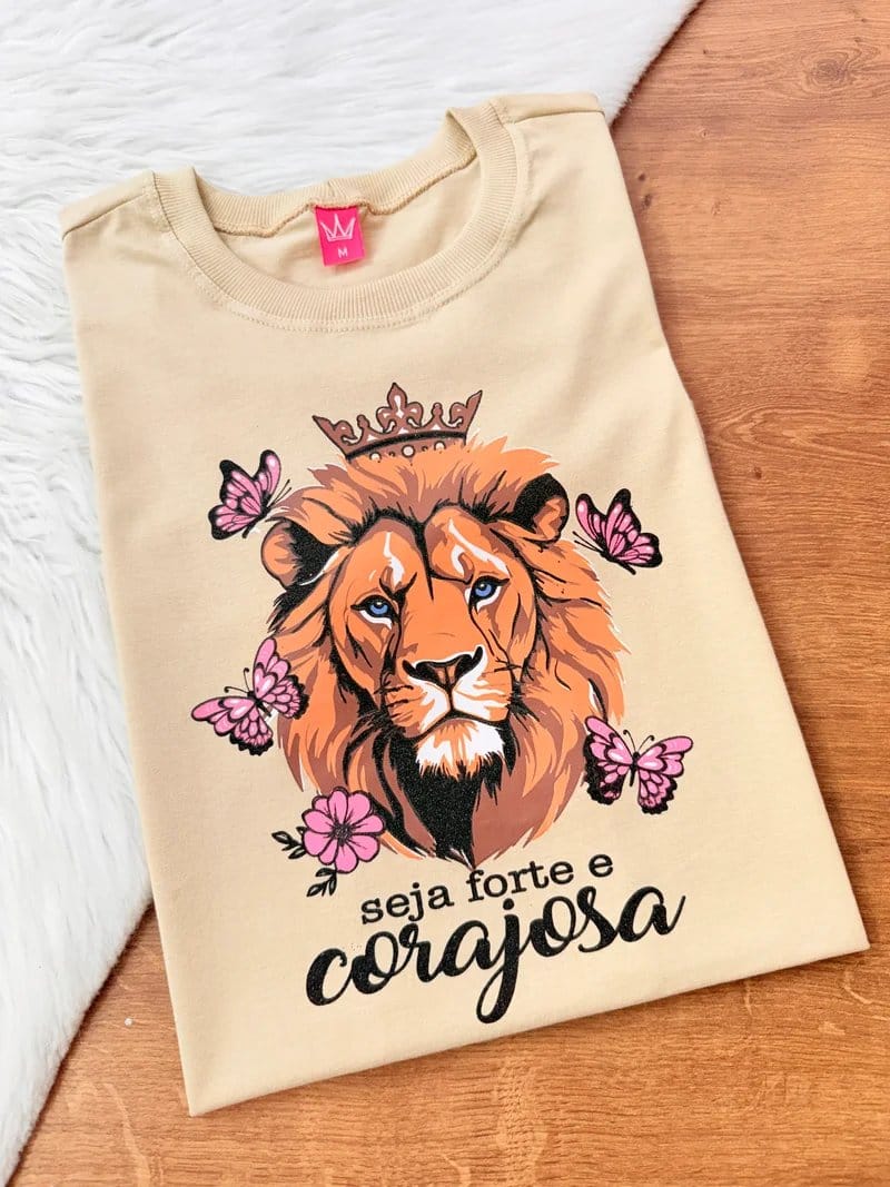 TSHIRT LEÃO SEJA FORTE E CORAJOSA