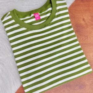 TSHIRT LISTRADA VERDE COM BRANCO