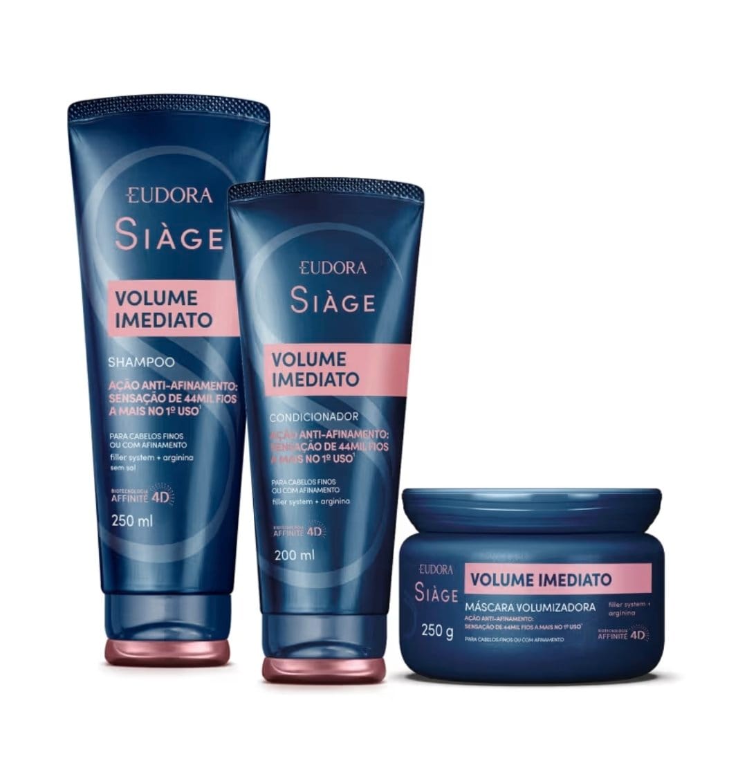 Combo Siàge Volume Imediato: Shampoo 250ml + Condicionador 200ml + Máscara Capilar 250g