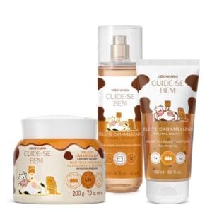 Combo Cuide-Se Bem Deleite Caramelizado: Manteiga Corporal 200g + Body Splash 200ml + Sabonete Líquido 150ml